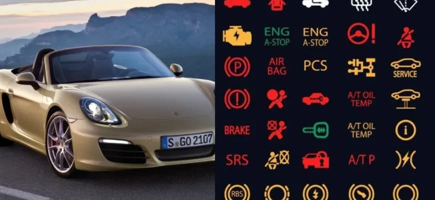 Значки на панели приборов Porsche Boxster 981