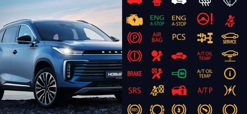 Значки на панели приборов EXEED TXL 1