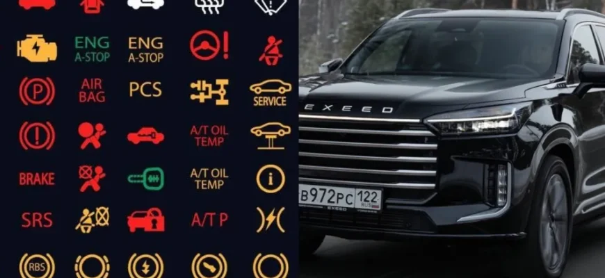 Значки на панели приборов EXEED VX 1