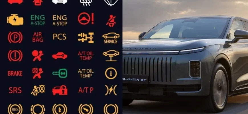 Значки на панели приборов Exlantix ET 2025