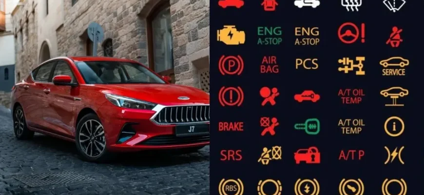 Значки на панели приборов Jac J7