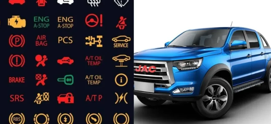 Значки на панели приборов Jac T8 1